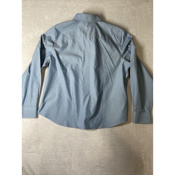 Coldwater Creek Wrinkle Free Big Button Shirt XL 18 Blue Collared Long Sleeve - Picture 9 of 9